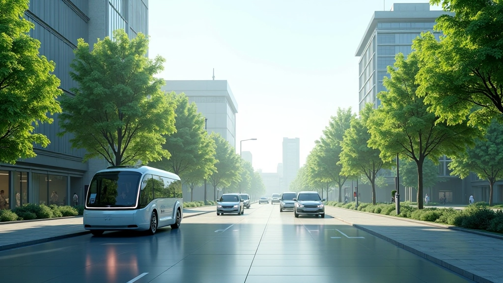 Ateities miesto vizija su autonominiais elektriniais automobiliais ir žaliosiomis zonose